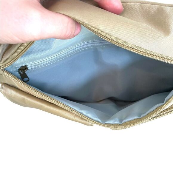 Travelon Tan Nylon Crossbody Bag Zipper Pockets - Picture 6 of 9